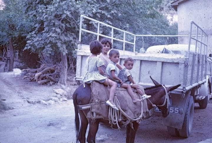 Kids on a donkey in a small mountain village..jpg